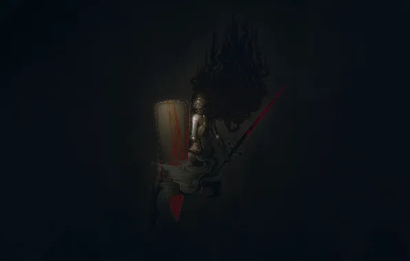 Минимализм, Доспехи, Меч, Смерть, Ужас, Щит, Death, Horror