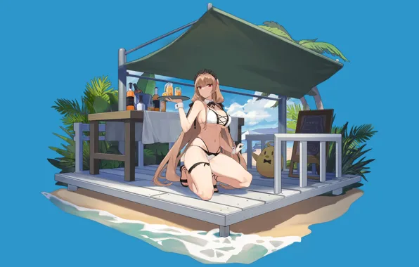 Girl, sexy, cleavage, long hair, boobs, anime, beautiful, red eyes