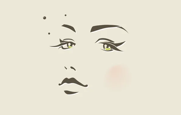 Глаза, девушка, круги, лицо, минимализм, вектор, нос, губы