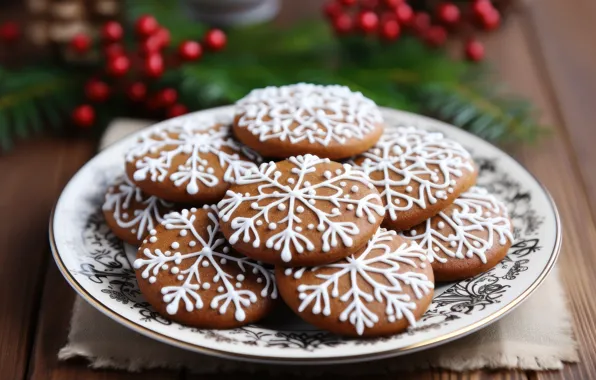 Печенье, Рождество, Новый год, фигурки, печеньки, формочки, стряпня, ИИ-арт