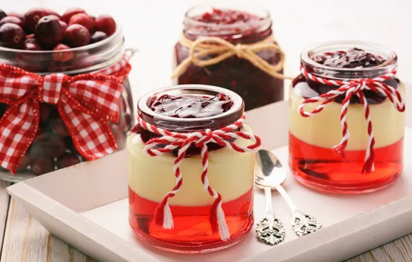 Картинка вишня, berry, десерт, sweet, желе, cream, milk, mousse