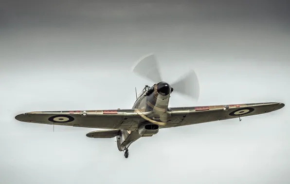 Картинка истребитель, войны, Hawker Hurricane, перехватчик, одноместный, Mk1, мировой, Второй