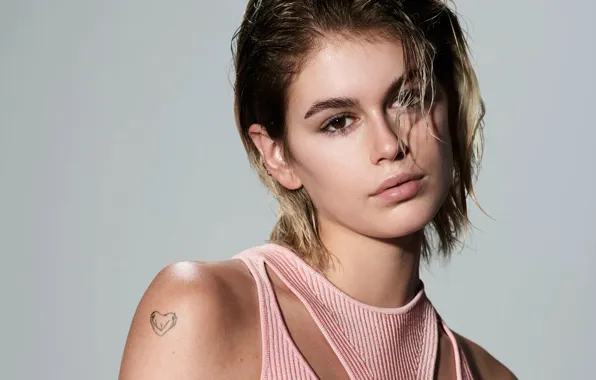 Взгляд, девушка, лицо, модель, Kaia Gerber