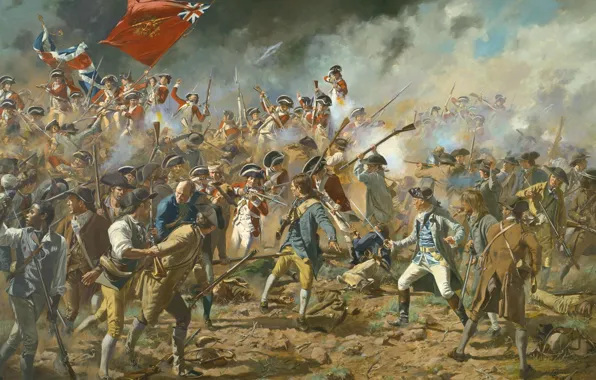 Картинка арт, битва, Mort Kunstler, Война за Независимость США