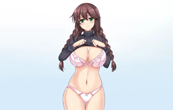Girl, sexy, lingerie, pantsu, bra, cleavage, panties, green eyes