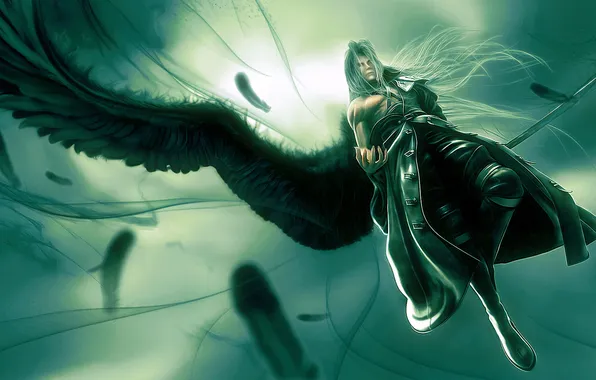 Полет, крылья, маг, Sephiroth tribute