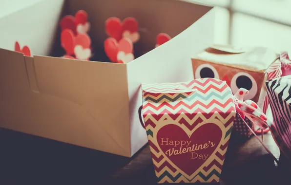 Праздник, коробка, сердце, подарки, сердечко, день влюбленных, день святого Валентина