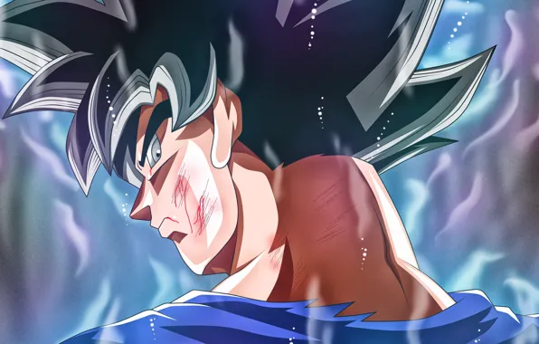 Взгляд, кровь, волосы, шея, Dragon Ball, Драконий жемчуг, аура силы