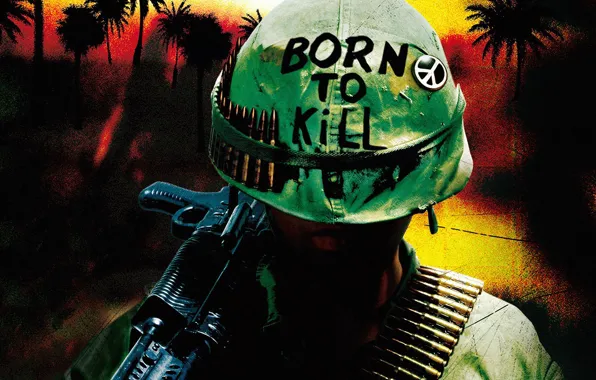 Картинка Bullets, War, Vietnam, Weapon, Marines, Soldier, Helmet, Full Metal Jacket