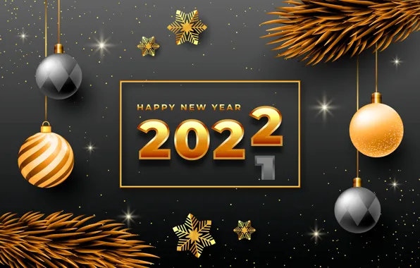Картинка шарики, снежинки, фон, шары, цифры, Новый год, 2022
