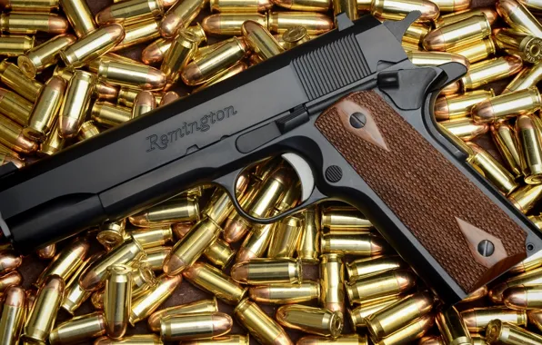 Картинка пистолет, патроны, много, Remington, colt 1911 R1