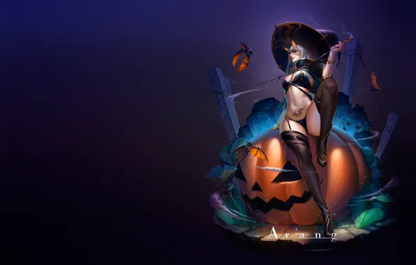 Halloween, тыква, ведьма, хэллоуин, TaeKwon Kim(A-rang), Arang, арт. праздник