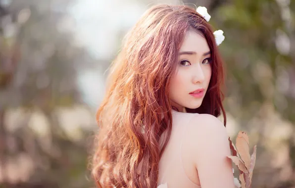 Взгляд, девушка, стиль, азиатка