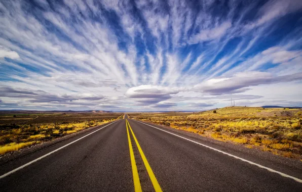 Дорога, небо, пейзаж