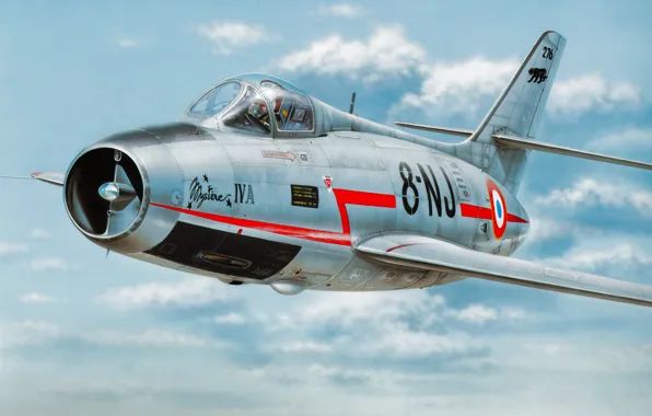 War, art, airplane, painting, jet, avaition, Dassault Mystere