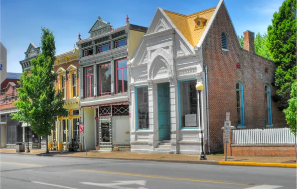 Город, улица, downtown, Indiana, New Harmony