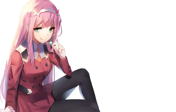 Девушка, конфета, сидит, 002, Darling In The Frankxx, Милый во Франксе, Zero Two