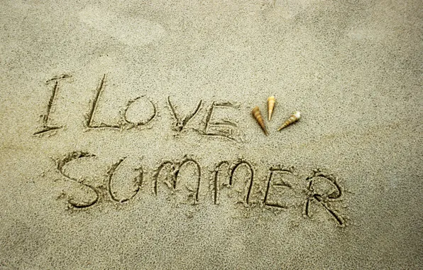 Картинка песок, море, пляж, лето, ракушки, summer, love, beach