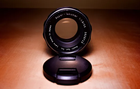 Glass, wood, lens, Super Takumar