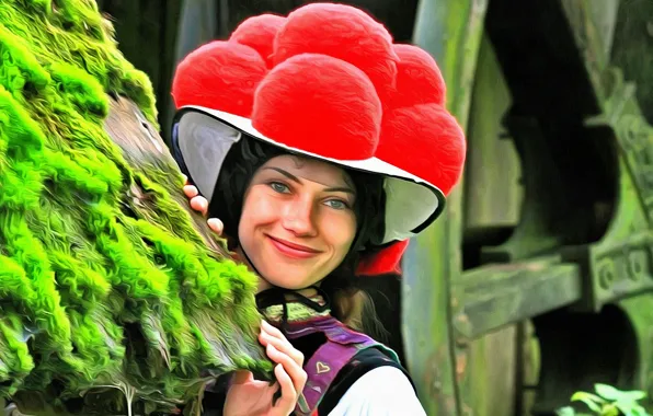 Картинка девушка, шляпка, Шварцвальд, национальный костюм