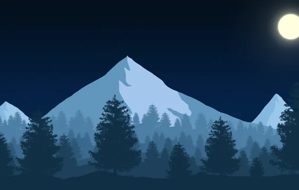 Горы, Ночь, Лес, Firewatch