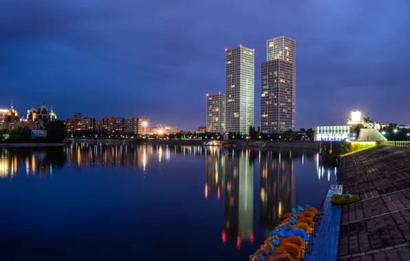 Казахстан, набережная, Астана, Astana, Ишим