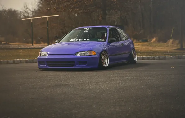 Картинка Purple, Honda Civic, цивик, stance. хонда