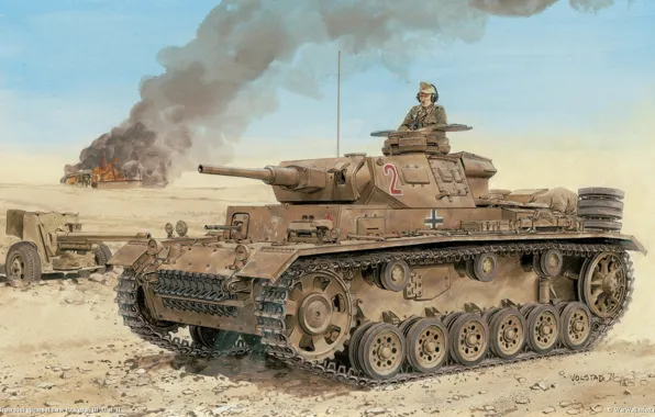 Рисунок, арт, танк, PzKpfw III