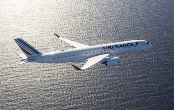 Картинка Море, Airbus, Air France, Крыло, Airbus A350-900, Пассажирский самолёт, Airbus A350 XWB
