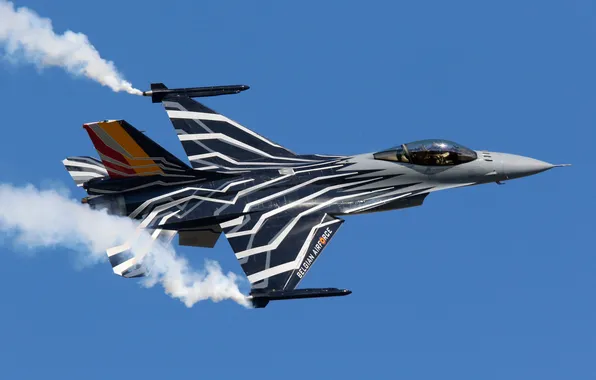 Картинка небо, полет, пилот, F-16, Fighting Falcon