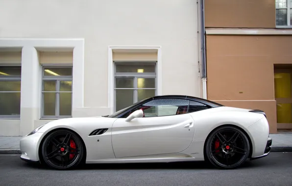 Картинка улица, белая, Ferrari, white, california, феррари, калифорния, street