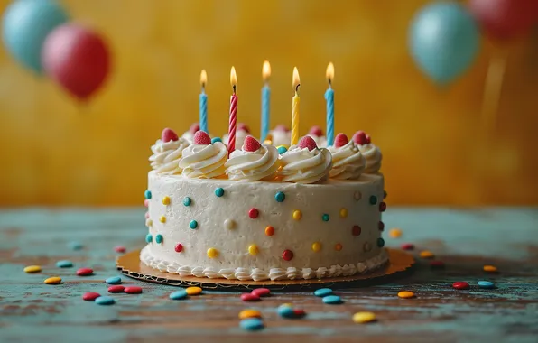 Свечи, colorful, торт, happy, cake, celebration, birthday, candles