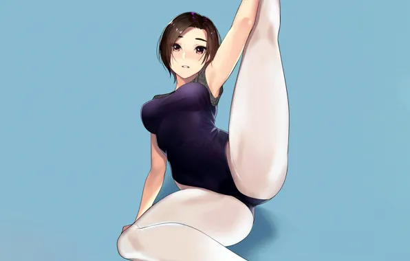 Girl, sexy, brown hair, boobs, anime, beautiful, short hair, purple eyes