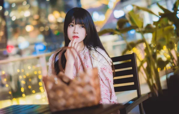 Beautiful, Asian, Model, Woman, Cute, Pretty, Sitting, Close Up