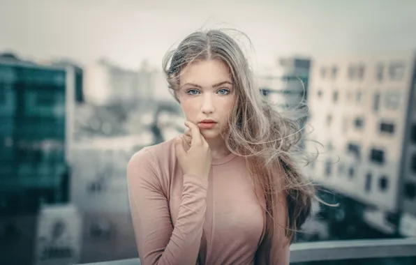 Картинка girl, Model, photo, blue eyes, beauty, bokeh, lips, blonde