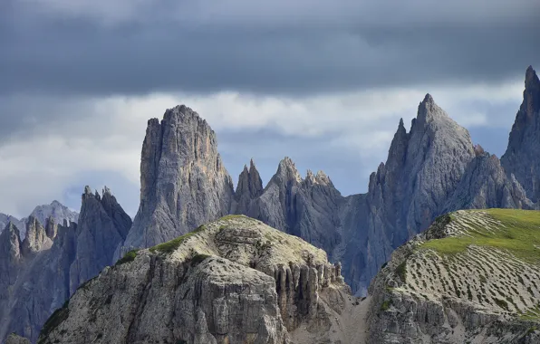 Небо, облака, горы, природа, скалы, Italy, Dolomites, Cadini di Misurina