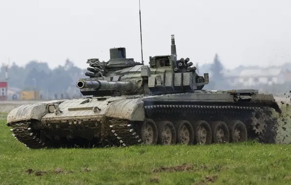 Картинка поле, танк, боевой, бронетехника, Т-72