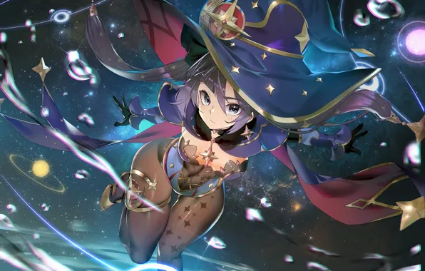 Girl, sexy, cleavage, long hair, boobs, anime, blue eyes, beautiful
