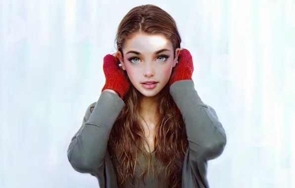 Девушка, Взгляд, Губы, Лицо, Girl, Глаза, Портрет, Арт
