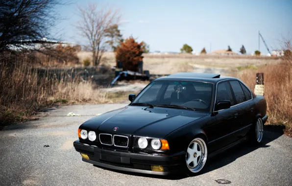 BMW, черная, black, tuning, E34, 525