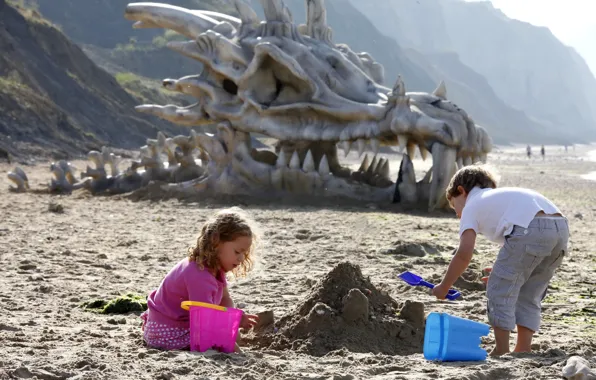 Картинка песок, дети, Dragon Skull