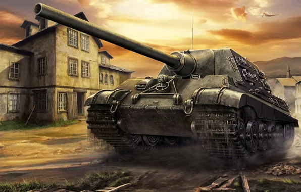 Картинка war, art, tank, ww2, Jagdtiger