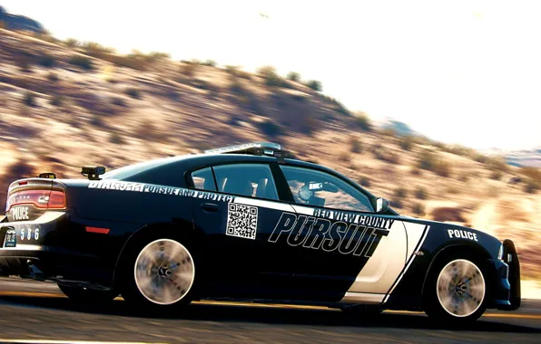 Police, Dodge Challenger, Interceptor, Road, Desert, NFS Rivals Wallpaper