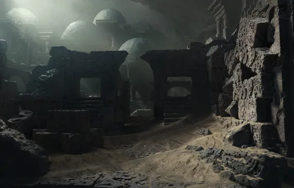 Песок, камни, руины, Lost Temple, ancient temple