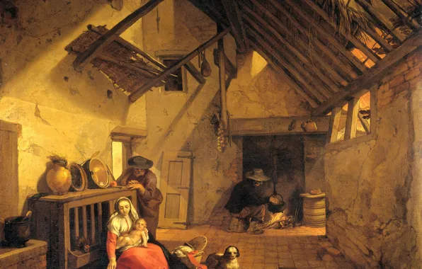 Масло, картина, холст, Абрахам Блумарт, Отдых на Пути в Египет, 1632, Abraham Bloemaert