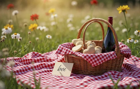 Картинка лето, любовь, вино, корзина, summer, love, пикник, свидание