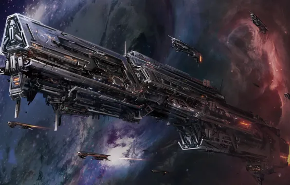 Звезды, Будущее, Космос, Арт, Космический корабль, sci fi, Звездолет