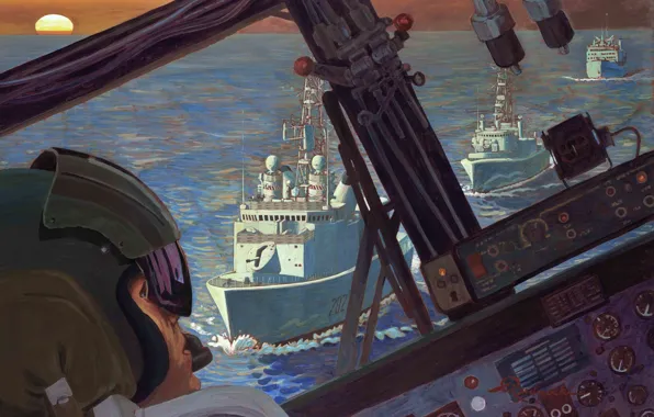 Картинка самолет, война, арт, кабина, флот, живопись, cockpit, персидском