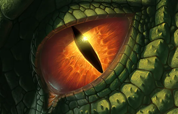 Глаз, дракон, зрачок, зелёный