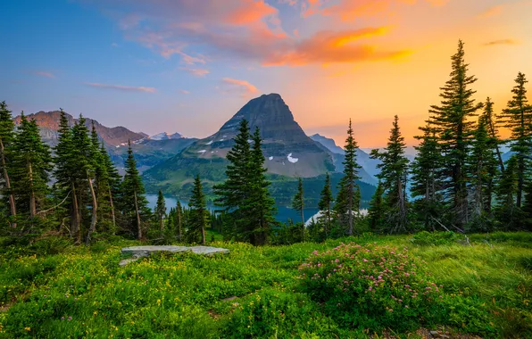 Картинка пейзаж, природа, Горы, США, Glacier National Park, Парки